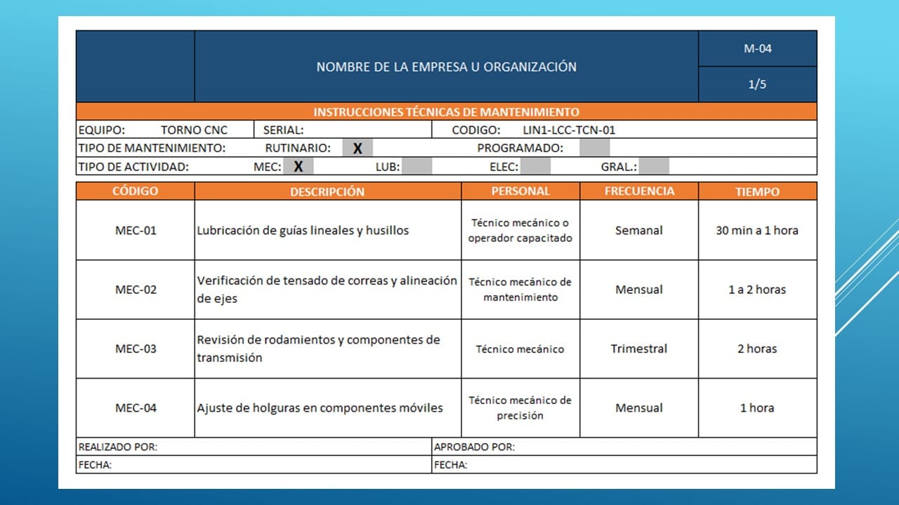 Sistema de Información (Formatos para Plan de Mantenimiento adaptables) - Imagen 4