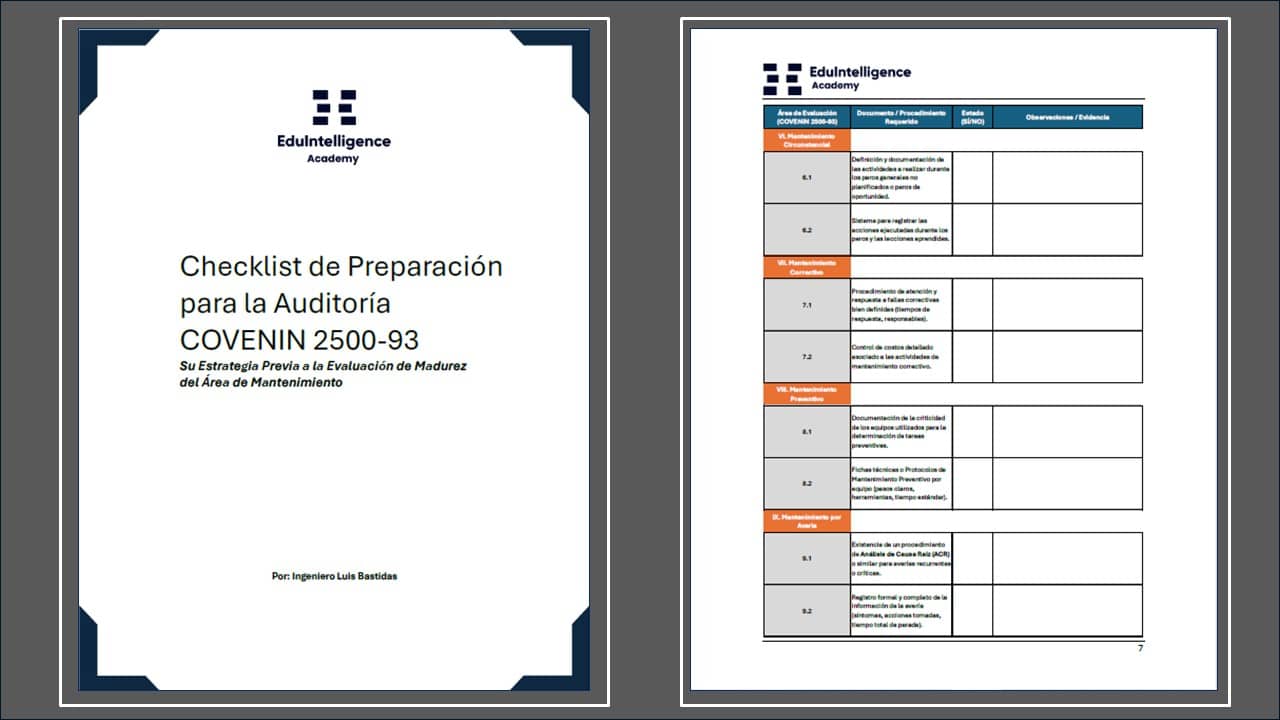 Sistema de Evaluación de Mantenimiento en Excel - bajo Norma COVENIN 2500-93 - Imagen 3